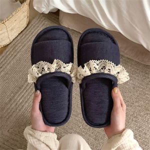 XIXITIAO | Dép Lót Sàn Cotton Linen Viền Ren Ngọt Ngào