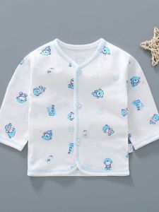 เสื้อคาร์ดิแกนแขนยาวผ้าฝ้ายบางสำหรับเด็กชายและเด็กหญิง เสื้อผ้าเด็กฤดูร้อนสำหรับเด็กแรกเกิด 0-3-6-12 เดือน ชุดนอนเด็ก