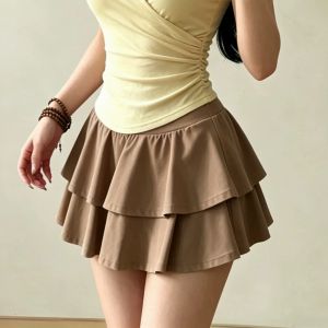 High Waist Yoga Sports Tiered Ruffle Mini Skirt