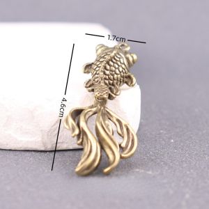 1Pcs Brass Long Tail Goldfish Key Pendants Antique Koi Car Keychains Accessories Pendant Charms Creative Copper Fish Keyrings