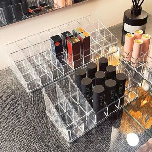 Makeup Organizer Clear Lipstick Storage Box 12/18/36 Grid Lipstick Nail Polish Display Stand Holder Lipstick Case Shelf Storage