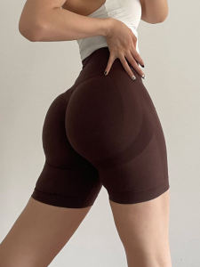 Fashion Hip Lifting Fitness Shorts Stretch Breathable Sports Peach Hip Short-Length Pants High Waist Belly Contracting Training Tights