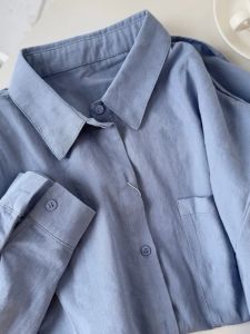 Loose Fit Pure Cotton Long Sleeve Shirt Layering Inner Wear 2024 New Style Versatile Outerwear Korean Version Commute Shirt