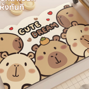 Rack พรมปูพื้นห้องน้ำลายการ์ตูน Kapibara โคลนไดอะตอม ดูดซับน้ำได้ดี แห้งเร็ว กันลื่น พรมปูพื้นห้องน้ำ