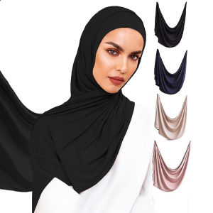 พรีเมี่ยม Modal ผ้าฝ้ายฮิญาบผ้าพันคอยาวมุสลิมผ้าคลุมไหล่ธรรมดานุ่ม Turban Tie HEAD Wraps สําหรับผู้หญิงแอฟริกาแถบคาดศีรษะ