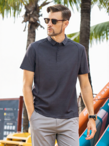 Enjeolon | Mens Short Sleeve Summer Business Casual Oxford Cotton Polo Shirt