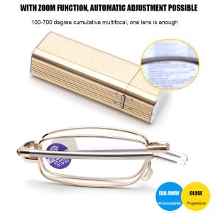 Foldable Reading Glasses HD Anti-Blue Light Reading Glasses Near And Far Dual-Use Smart Elderly Glasses