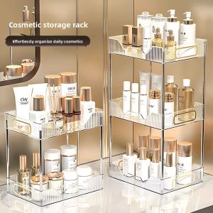 Acrylic Cosmetic Storage Rack Bathroom Vanity Desktop Transparent Organizer Shelf Toiletry Arranger Simple Design Home Organizer