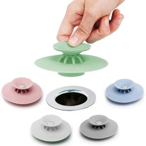 Floor Drain Protection Cover Silicone Sink Floor Drain Push Type Kitchen Bath Tub Water Stopper Washbasin Hair Stopper