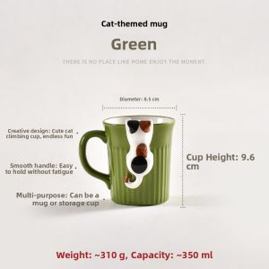 Cute 3D Cat Mug PiaJi Warm Companion with a Cup of Coffee Ceramic Vintage Style Water Cup with Lid Animal Pattern Hand-Painted