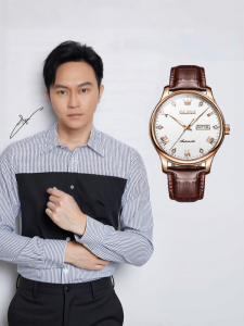 OLEVS | Đồng Hồ Cơ Chống Nước Da Tự Động Kinh Doanh Đèn Đêm Lịch Đôi