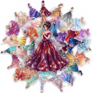 50 Pcs Clear Beautiful Princess Dress Gown Dreamy Stickers Decorate Phone Laptop Scrapbook Student Notebook Waterproof Decals