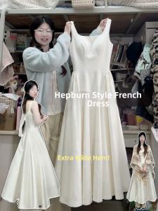 SUHUIQIAN | Elegant High-Waist A-Line Dress White Maxi Dress