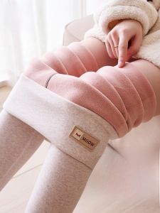 MiiOW | Quần dài lót lông cừu dày cạp cao cho nữ mùa thu đông quần cotton ấm áp quần dài thường ngày thoải mái thoáng khí