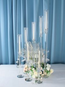 Crystal Candle Holder Single Head Wedding Celebration Props Glass Candle Stand Luxury Glass Candlestick Road Guide Home Decor