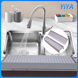 14 Inch Durable Silicone Sink Splash Guard Cuttable Adjustable Waterproof Strip Kitchen Counter Edge Water Splash Protector