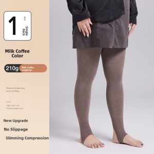 miiow | Plus Size Thickened Fleece High Waist Womens Pantyhose Autumn Winter Plus Size Cotton Lined Leggings Large Size Bottoms