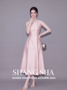 SHANGSHA | Princess Style French Elegant Pink Sequined Dress
