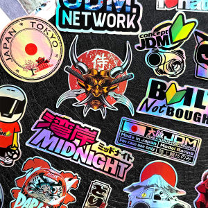 40PCS/Lot laser Rainbow Random Motorcycle Stickers Car Moto Bike Helmet Fuel Tank JDM Logo Accessories Decals For Kawasaki Voge