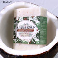 Coconut Exfoliating Scrub Soap Bar Deep Cleaning Bath Revitalizing Softens Cuticle Smooth Skin Jojoba Oil Moisturizing Body Wash. 
