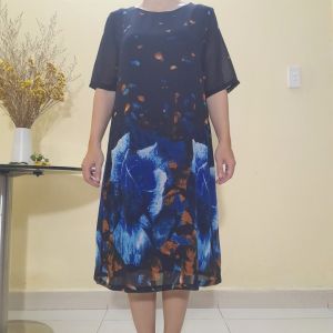 Đầm Trung Niên - Vải Voan Sang Trọng 2 Lớp Form Suông A Che Bụng - Có Size 50Kg Đến 90Kg