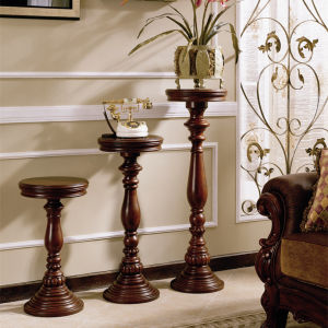 American Style Solid Wood Flower Stand Flower Classic Style Round Floor Living Room Bonsai Shelf European Style Flower Stand Indoor High Leg Shelf