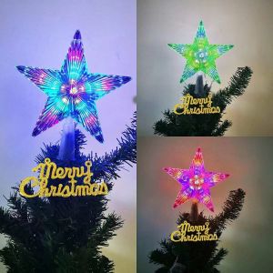 SH Christmas tree top star lights flashing pentagram Moon Christmas tree top decoration party DIY