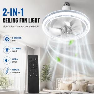 Quạt Trần 2 Trong 1 Tích Hợp Đèn LED Và Điều Khiển Từ Xa Đế Vặn Quạt Đèn Điều Chỉnh Tốc Độ Êm Ái Cho Phòng Ngủ Phòng Khách