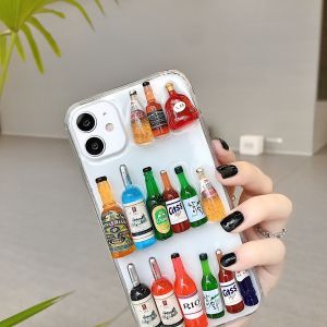Three-Dimensional Wine Bottle Decor Decoration Suitable for 12/13 Apple 11promax Phone Case Iphonexs Creative XR Drop 8P Glue Soft 7 Women