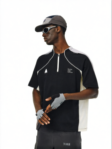 FPA | Quick-Drying Sporty Color-Block Outdoor Cool Half-Zip Loose Couple Short Sleeve T-Shirts