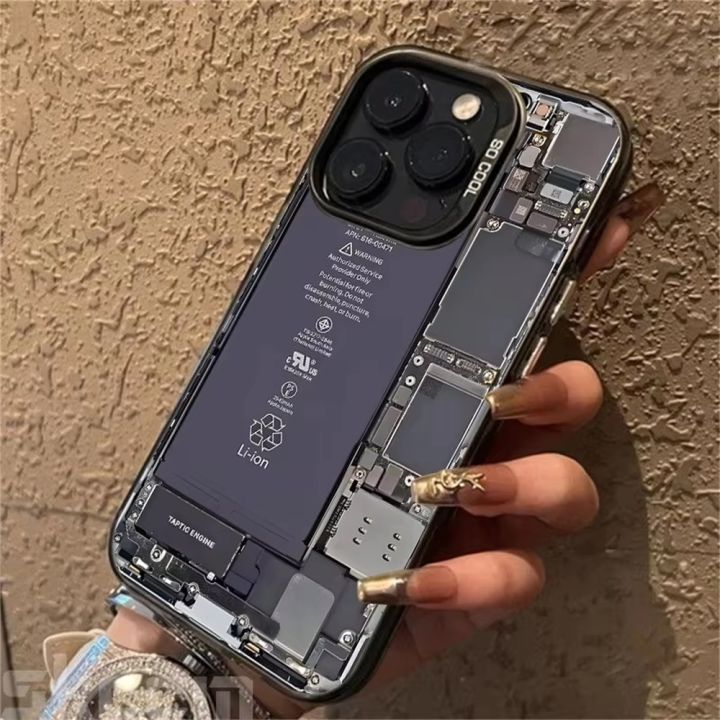 Creative Circuit Board IMDเคสโทรศัพท์สําหรับiPhone 16 15 14 13 12 11 Pro Max Fundasพลาสติกแข็งเลเซอร์Sliverกันกระแทก