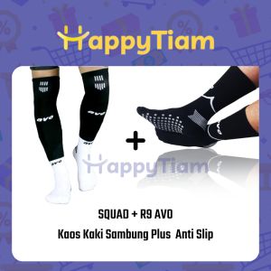 Paket Kaos Kaki Sambung AVO Plus Antislip R9 Betis Sleeve Sport Futsal Bola ~ Kaus Olahraga Squad Dummy Leg Anti Slip