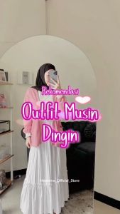 Haseena Cardigan Polos Wanita Ayra Outer Lengan Balon Oversize Kardigan Saku Jumbo Cardi Wanita Wafle Atasan Cardy