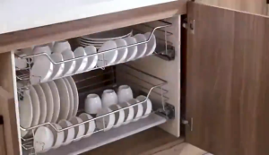 2 in 1 Stainless Steel Pull Out kitchen Cabinet Pull Out Basket Dish Rack Kitchen Organizers