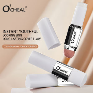 OCHEAL Color-Changing Foundation Stick with Brush | Dewy Finish | Collagen & Niacinamide | No Cake Makeup | Easy Blend