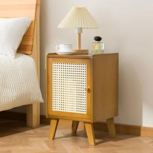 Tủ Đựng Bên Cạnh Minimalist Rattan Gỗ Nguyên Khối