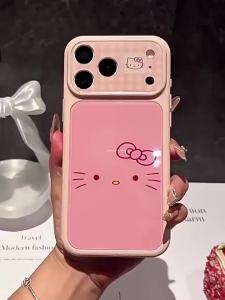 Sanrio | Cute Pink Sanrio Hello Kitty Cartoon Phone Case For iphone 17 Pro 16 15 14 Pro Max Lens Camera Protective Shockproof Cover Funda