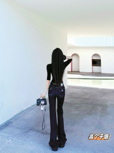 Quần Jeans Nữ Ống Thẳng Ôm Vừa Vặn Màu Sắc Cắt Thoải Mái Thường Ngày Cho Mùa Thu Quần Dài Đến Sàn Có Cổ Tay Cao