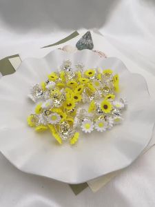 10/15pcs Random Color 23mm Daisy Sunflower Zinc Alloy Spiral Big Hole Beads DIY Bracelet Decor Pen Craft Jewelry Supplies