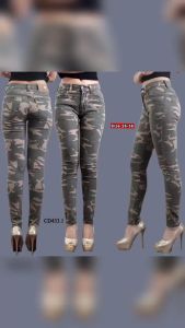 (พร้อมส่ง) NANAZAZA - CD433 ยีนส์คอตตอลยืด ลายพราง กระชับเข้ารูป sizeที่แจ้งวัดตอนหลังยืดแล้ว