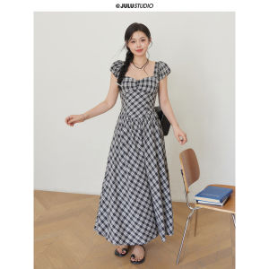Đầm A-Line Gingham Đắp Vải Dành Cho Người Mập Ép Eo Giúp Gọn