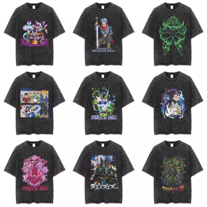 Áo Thun Cotton Dragon Ball Goku Cổ Tròn in Họa Tiết Mùa Hè Thường Ngày Thoáng Khí Dáng Rộng Tay Ngắn Phong Cách Retro