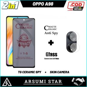 Paket 2in1 Tempered Glass Ceramic Matte Anti Spy  OPPO A98 Tg Anti Gores Pelindung Layar Ceramic Matte Anti Spy + Garskin Carbon