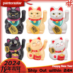 [pantorastar] 2024 CNY Chinese Lucky Cat Fortune Cat Decoration Waving Arm Solar Light Induction Statue Figurine For Home Car Ornaments 自动摆手招财猫 家居办公汽车送礼光能感应招财猫摆件
