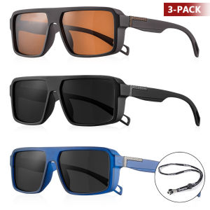 CRIXALIS 3 Pieces Outdoor Polarized Sunglasses Men Women Fashion Sport Fishing Sun Glasses Male Square Driving Shades UV400