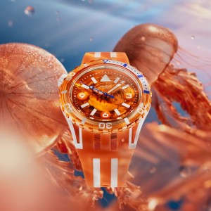 Swatch Pacific Sea Nettle (SSCU09O100) Orange 44mm Silicone Watch
