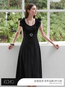 Elegant Echo Luxury Series Sleeveless Womens Dress Summer 2025 New Style High Waist Polyester Fiber Commute Simple Style