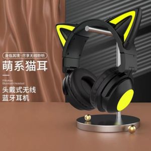 Gaming Headset Wireless Bluetooth Cat Ear Headphones High Aesthetic Value Glowing Gamer Headsets over Ear Gaming Headsets
