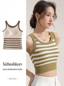 Miiow | Slim Fit Striped Tank Top Womens Summer New Style Cat Person Camisole Inner Wear Outerwear With Chest Pad Anti Light