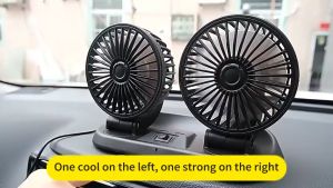 【5 years warranty】USB Car Fan 360 Rotatable 5v12v/24v Universal Adjustable Angle Dual Head Usb Powered 2-speed Dashboard Air Circulation Fans Abs Summer Home Cooling Fan High Air Flow Fan In Accessori For Car Truck Jeep/Van Or Any Automobile Mini Type